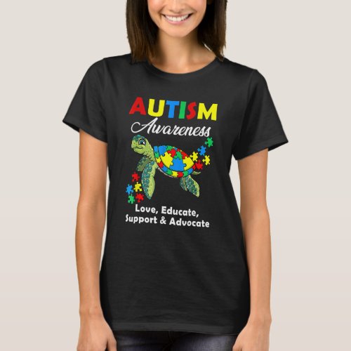 Autism Awareness Turtles Puzzle Mom Support T-Shirt