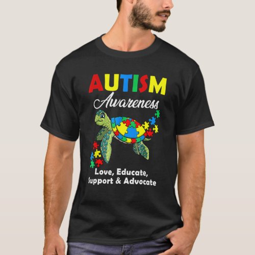 Autism Awareness Turtles Puzzle Mom Support T-Shirt