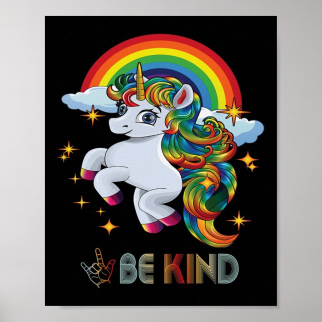 Autism Awareness Unicorn Be Kind Asl Love Sign Lan (Front)