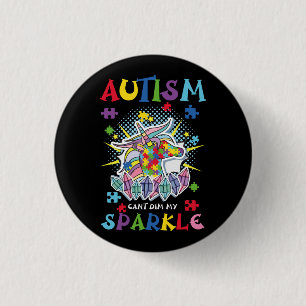 Autism Awareness Unicorn For Autism Mom Can_t Dim  Button