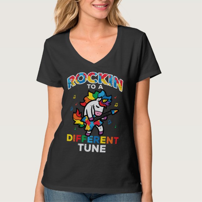 Autism Awareness Unicorn Rockin Different Tune Tod T-Shirt (Front)