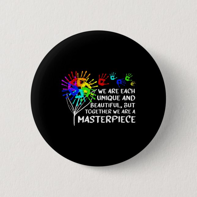 Autism Awareness Unique Masterpiece Cool Parents K Button (Front)