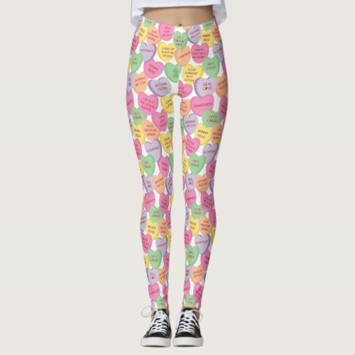 Autism Awareness Valentine Heart Candy Sayings Leggings