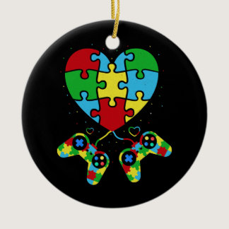 Autism Awareness Video game Controller Puzzle Ceramic Ornament