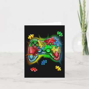 Autism Awareness Video Game Controller Puzzle Piec Card
