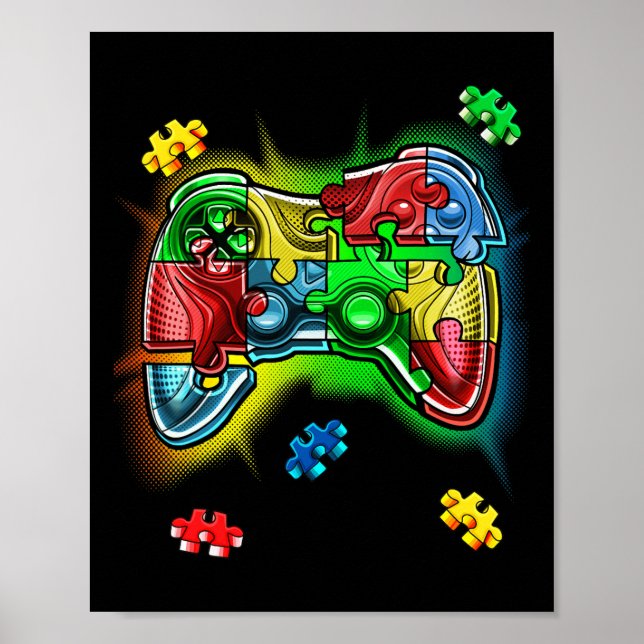 Autism Awareness Video Game Controller Puzzle Piec Poster (Front)