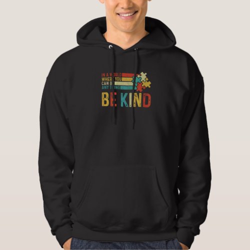 Autism Awareness Vintage Retro Be Kind Puzzle Piec Hoodie