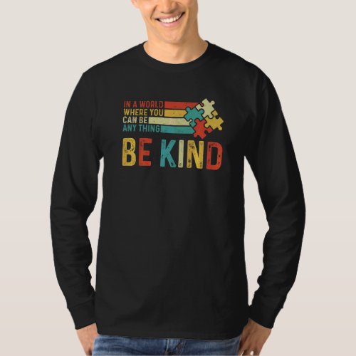 Autism Awareness Vintage Retro Be Kind Puzzle Piec T_Shirt