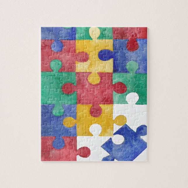 Autism Awareness watercolor puzzle (Vertical)