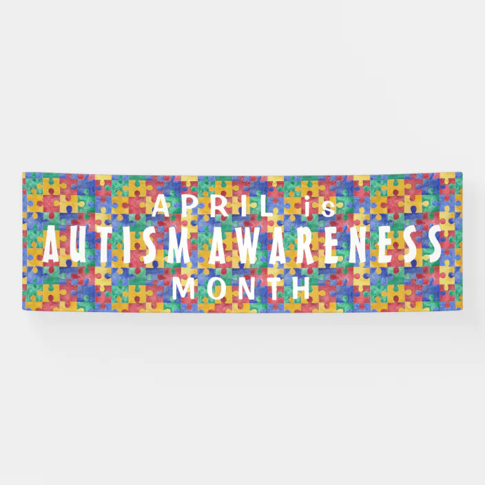 Autism Awareness Watercolor Puzzle Custom Banner Zazzle Com - Autism Awareness Home Decor