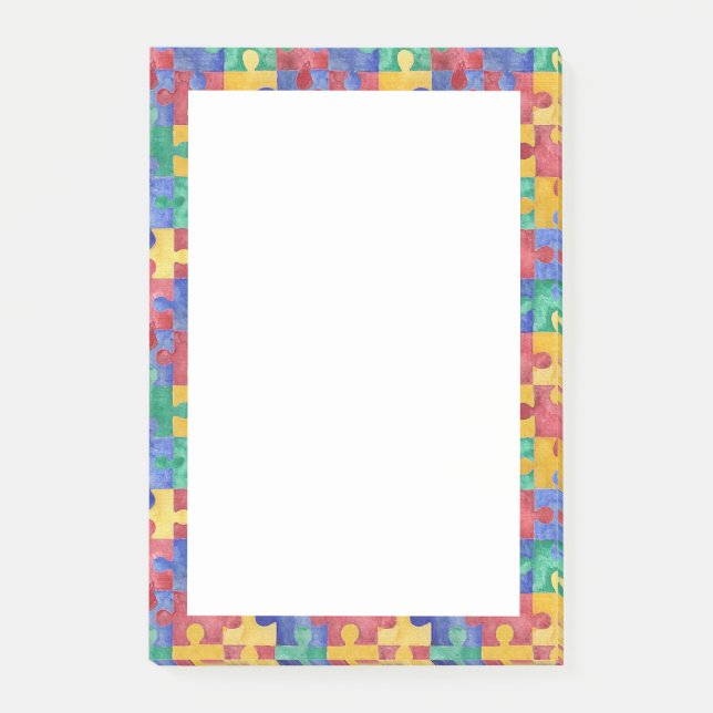 Autism Awareness watercolor puzzle Post-it notes (Front)