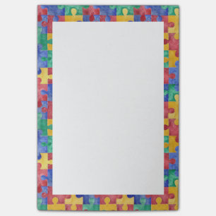 Autism Awareness watercolor puzzle Post-it notes