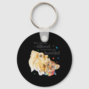 Autism Awareness What Makes You Different Lion Mom Keychain