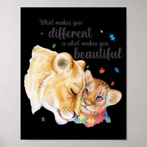 Autism Awareness What Makes You Different Lion Mom Poster