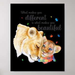 Autism Awareness What Makes You Different Lion Mom Poster