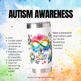 Autism Awareness White Stainless Tumbler