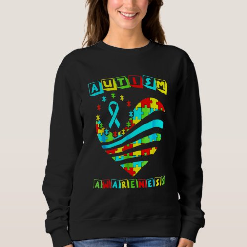 Autism Awareness Women Heart Support Autistic Kids Sweatshirt