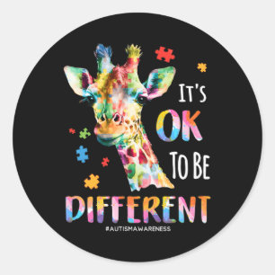 Autism Awareness Women Kid Its Ok To Be Different  Classic Round Sticker