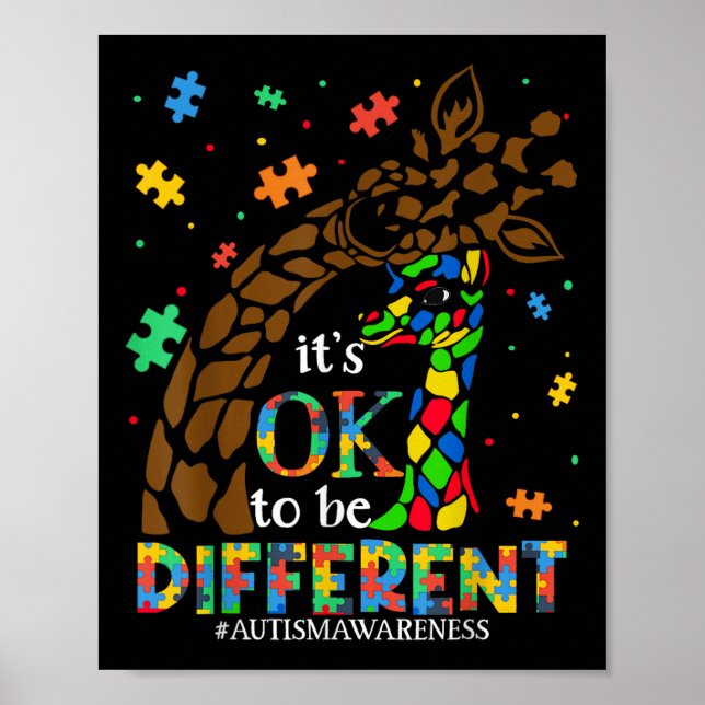 Autism Awareness Women Kid Its Ok To Be Different  Poster (Front)