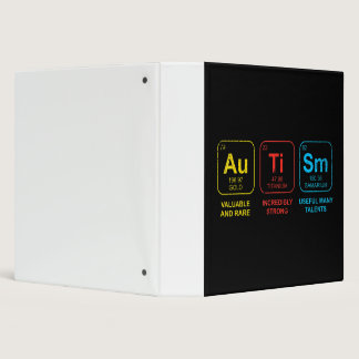 Autism Awareness Women Men Kids Elements Periodic  3 Ring Binder