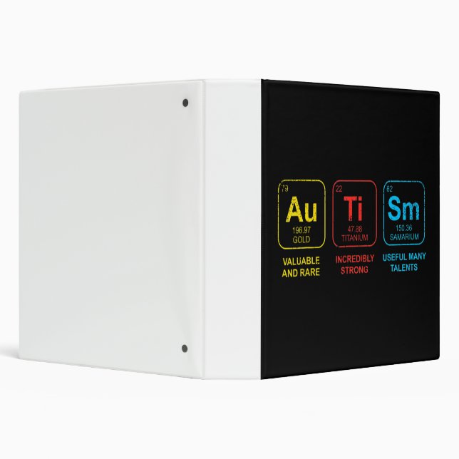 Autism Awareness Women Men Kids Elements Periodic  3 Ring Binder (Background)