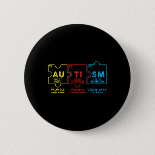 Autism Awareness Women Men Kids Elements Periodic Button