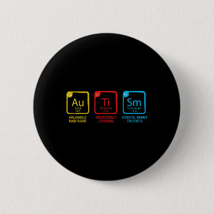 Autism Awareness Women Men Kids Elements Periodic Button