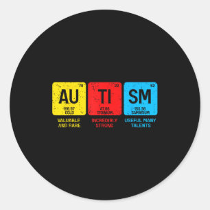 Autism awareness women men kids elements periodic classic round sticker