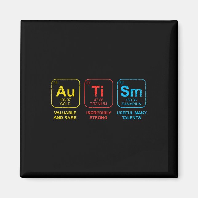Autism Awareness Women Men Kids Elements Periodic  Magnet (Front)