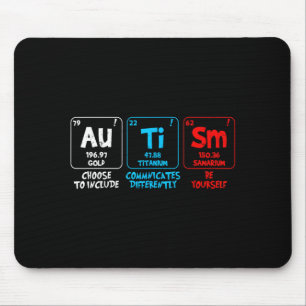 Autism awareness women men kids elements periodic mouse pad