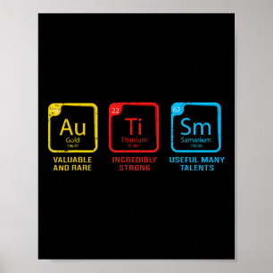 Autism Awareness Women Men Kids Elements Periodic  Poster