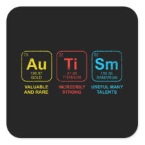 Autism Awareness Women Men Kids Elements Periodic  Square Sticker