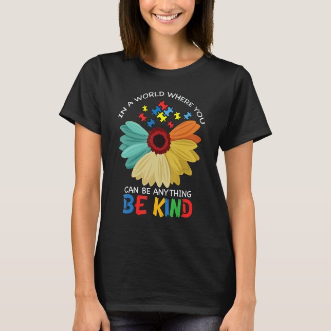 Autism Awareness Women Mom Kids Acceptance Sunflow T-Shirt (Front)