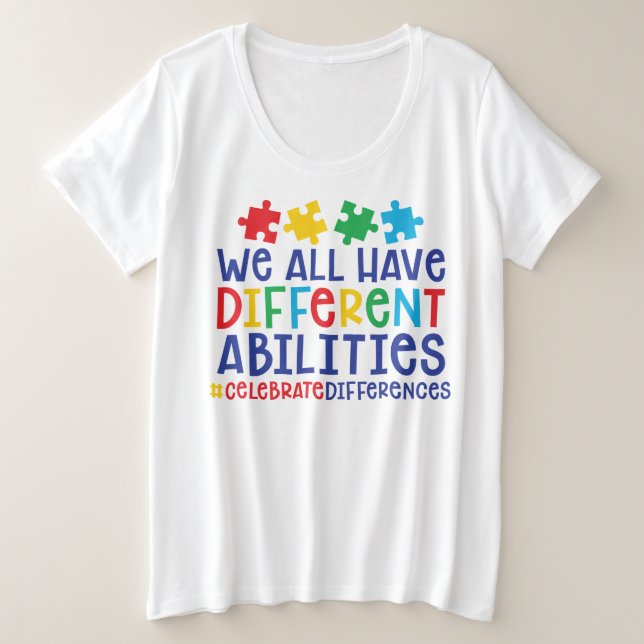 Autism Awareness Women's Plus-Size Basic T-Shirt (Design Front)