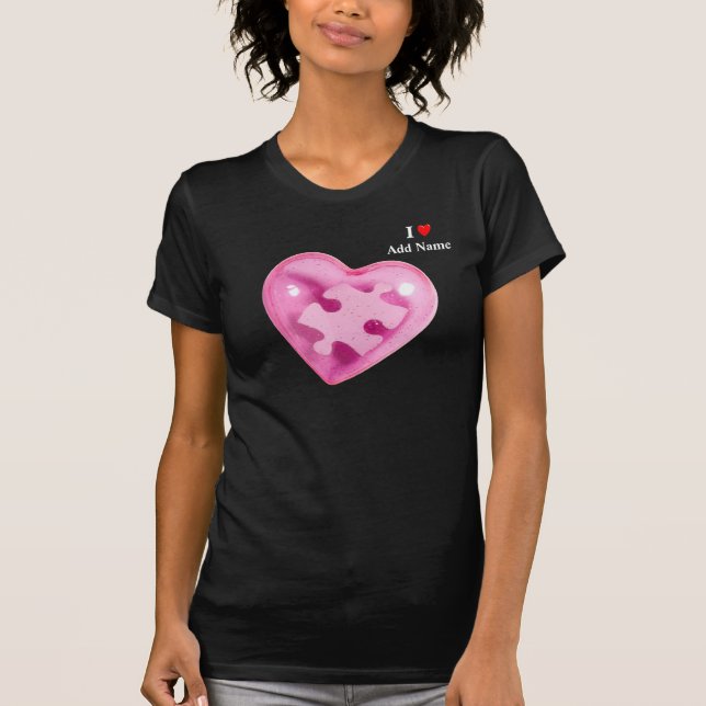 Autism Awareness Womens Shirt Pink Heart Customize (Front)