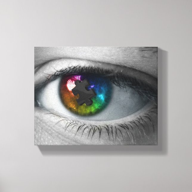 Autism Awareness Wrapped Canvas Multicolor Eye Print (Front)