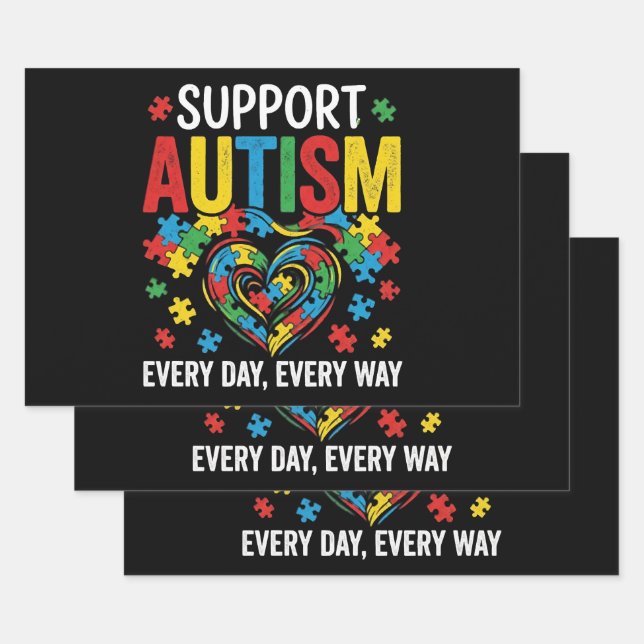 Autism awareness wrapping paper sheets (Set)