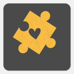 Autism Awareness yellow Puzzle Piece Pocket Square Sticker