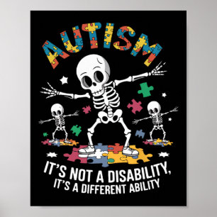 Autism Awereness - Skeleton Dabbing Autistic Kids  Poster