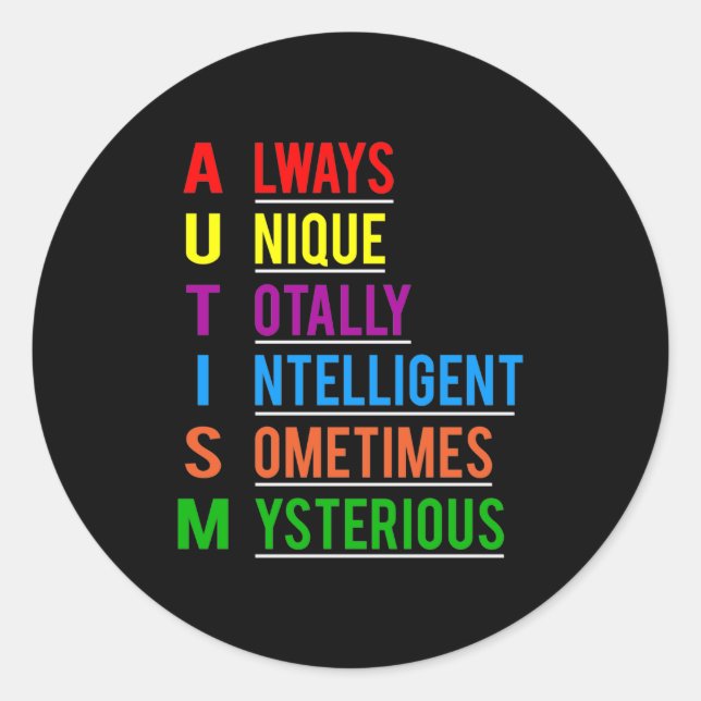 Autism Awesome Unique Classic Round Sticker (Front)