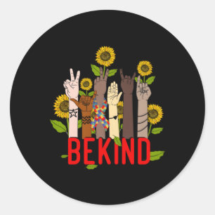 Autism Be Kind Sign Language Hand Talking Interpre Classic Round Sticker
