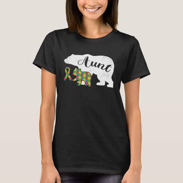 Autism Bear Aunt  Women's Autism Awareness Aunties T-Shirt (Front)