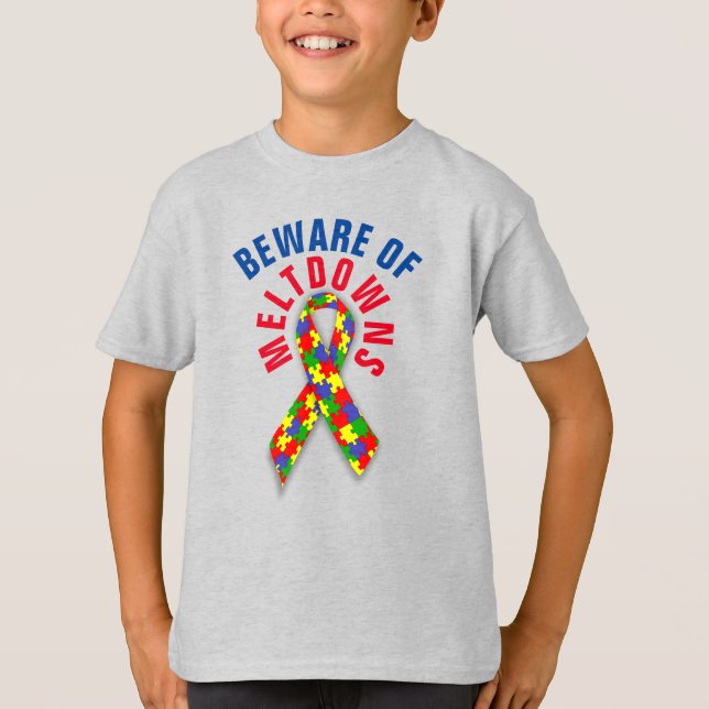Autism Beware of Meltdowns Kids' Basic T-Shirt (Front)