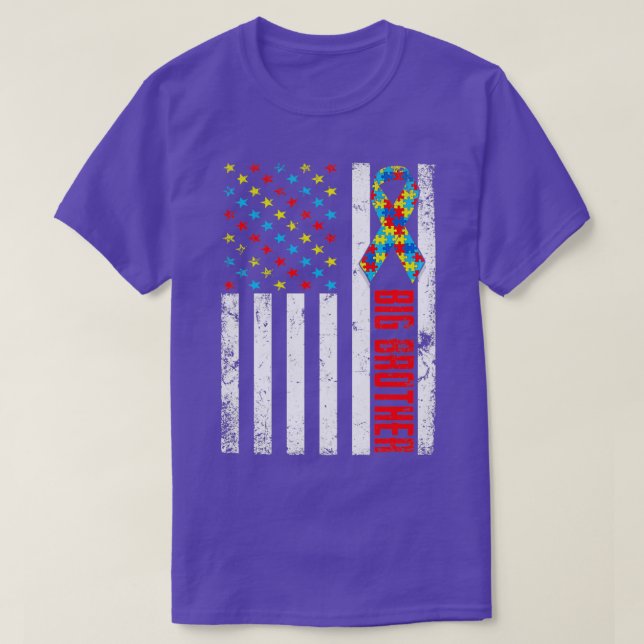 Autism Big Brother Love Autism Awareness Family Ma T-Shirt (Design Front)