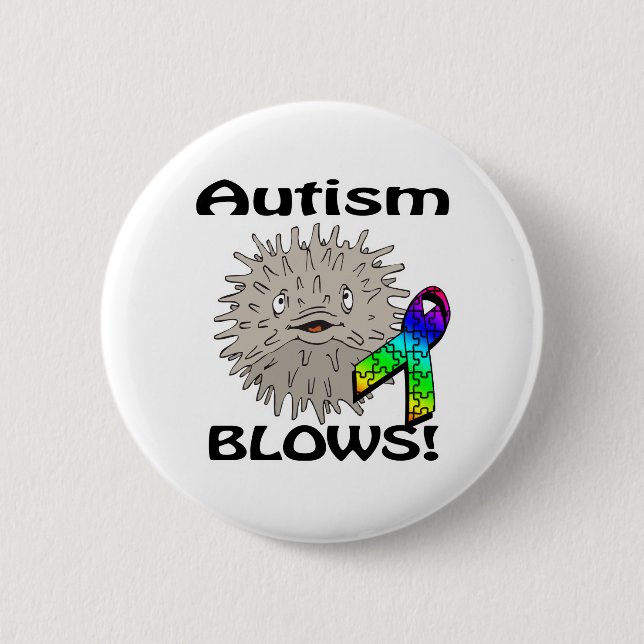 Autism Blows Awareness Design Button (Front)