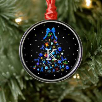 Autism Blue Christmas Tree Metal Ornament