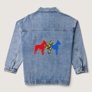 Autism Boxer Dog Autism Awareness Puppy  Denim Jacket