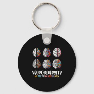 Autism brain neurodiversity asd awareness men wome keychain