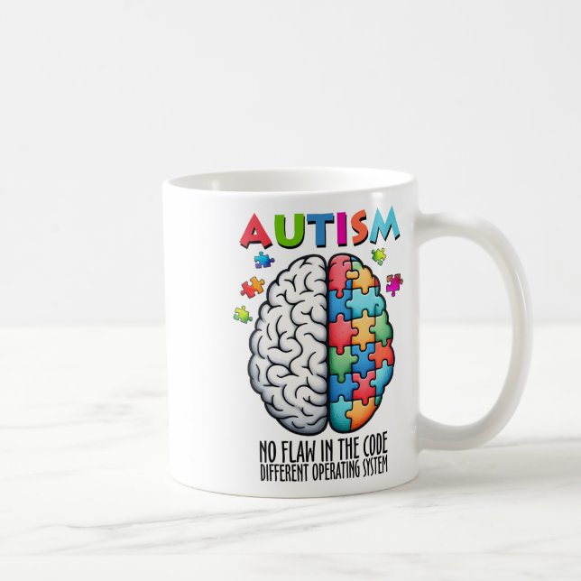 Autism Brain Puzzle No Flaw In The Code  Coffee Mug (Right)