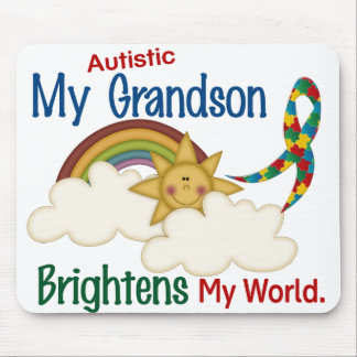 Autism BRIGHTENS MY WORLD 1 Grandson Mouse Pad